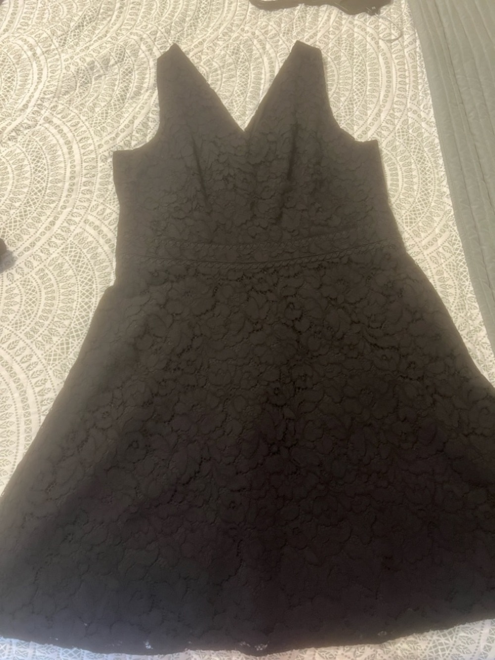 LOFT Black Lace V-Neck Mini Dress